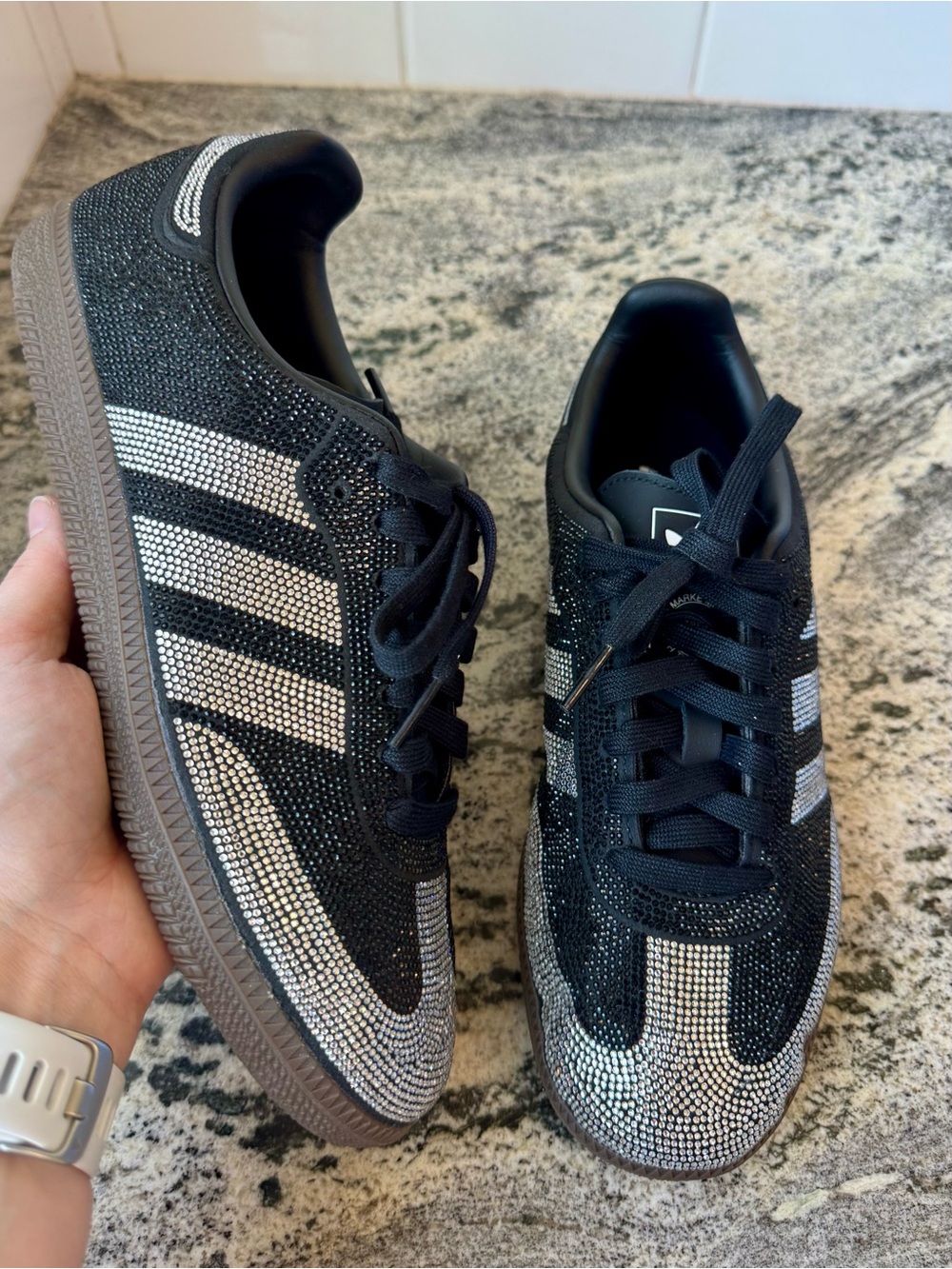 adidas Samba OG Women's Black Silver Rhinestones. Size 8.5. EUC